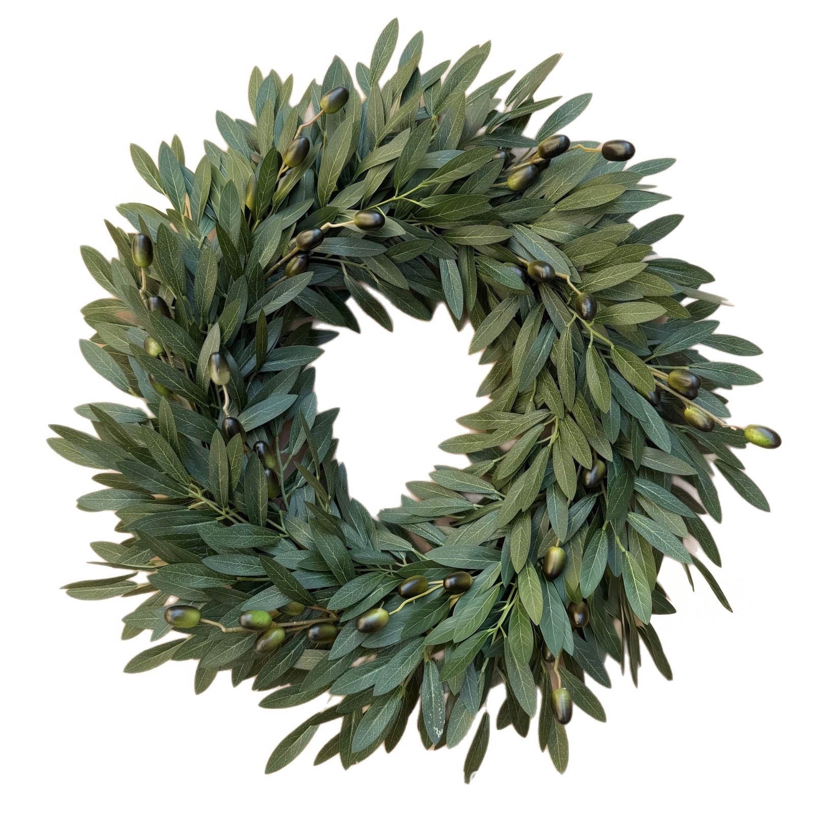 22 Inch Olive Wreath,Front DoorLifelike Green Olive Branch Wreath with ...