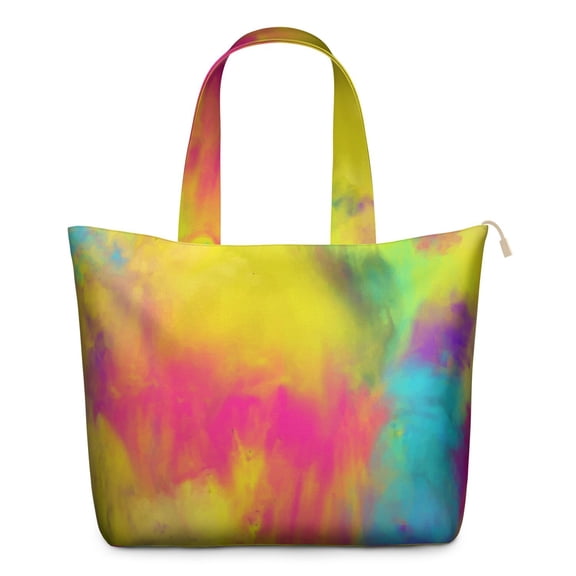 22 Inch Oversized Travel Bag Lightweight Canvas Weekender Duffel with Multi Pockets, Aurora Print
