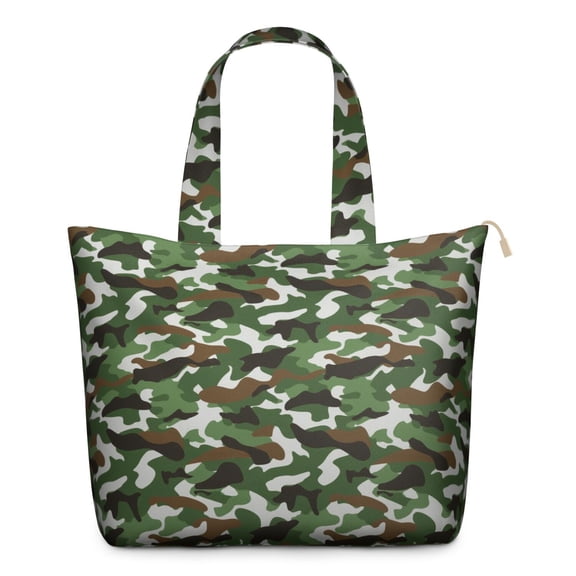 22 Inch Oversized Travel Bag Lightweight Canvas Weekender Duffel with Multi Pockets, Camouflage Print