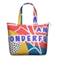 thumbnail image 1 of 22 Inch Oversized Travel Bag Lightweight Canvas Weekender Duffel with Multi Pockets, Slogan Print, 1 of 5