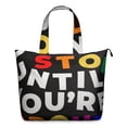 thumbnail image 1 of 22 Inch Oversized Travel Bag Lightweight Canvas Weekender Duffel with Multi Pockets, Slogan Print, 1 of 5
