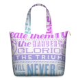 thumbnail image 1 of 22 Inch Oversized Travel Bag Lightweight Canvas Weekender Duffel with Multi Pockets, Slogan Print, 1 of 5