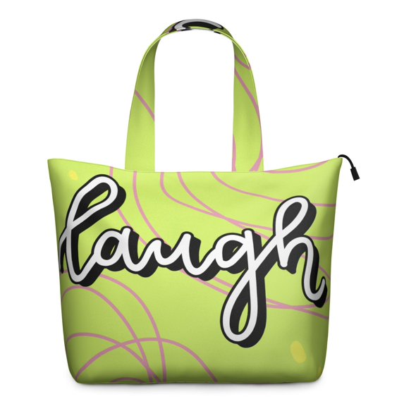 22 Inch Oversized Travel Bag Lightweight Canvas Weekender Duffel with Multi Pockets, Slogan Print