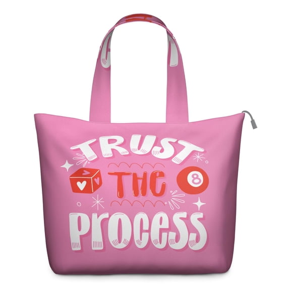 22 Inch Oversized Travel Bag Lightweight Canvas Weekender Duffel with Multi Pockets, Slogan Print