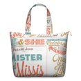 thumbnail image 1 of 22 Inch Oversized Travel Bag Lightweight Canvas Weekender Duffel with Multi Pockets, Slogan Print, 1 of 5