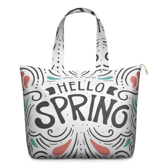 22 Inch Oversized Travel Bag Lightweight Canvas Weekender Duffel with Multi Pockets, Slogan Print