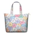 thumbnail image 1 of 22 Inch Oversized Travel Bag Lightweight Canvas Weekender Duffel with Multi Pockets, Slogan Print, 1 of 5