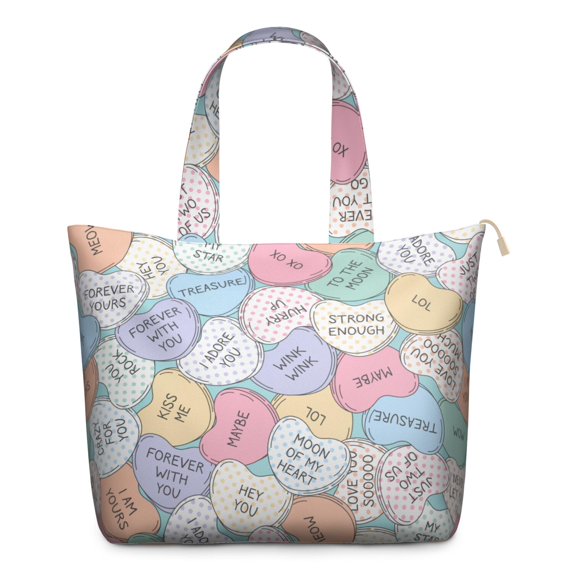 22 Inch Oversized Travel Bag Lightweight Canvas Weekender Duffel with Multi Pockets, Slogan Print