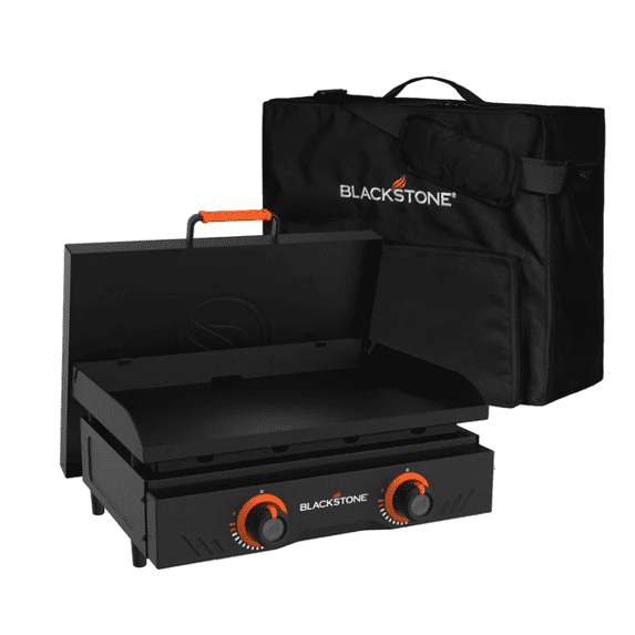 22-Inch Portable Outdoor Griddle Grill with Hard Cover and Carry Bag Bundle, Omnivore Griddle Plate, Flat Top Propane Cooking Station for Camping, Tailgating, Patio & Backyard Cooking