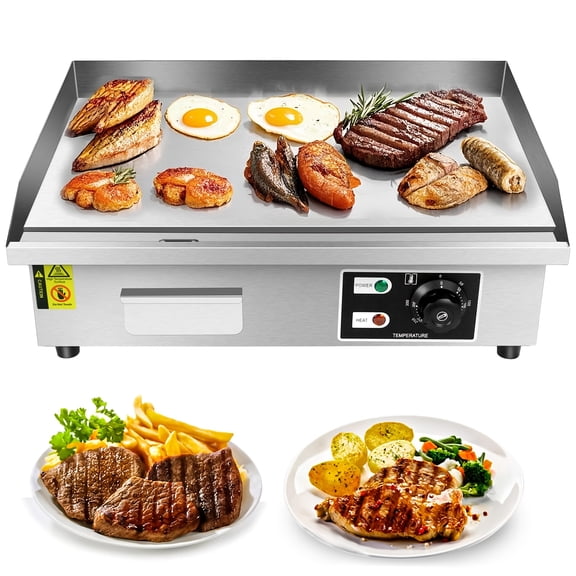 22 Inch Pro Teppanyaki Grill - Instant 1700W Heat with Drip Pan | Easy Clean Stainless Steel Surface | Ideal for Food Trucks And Diners