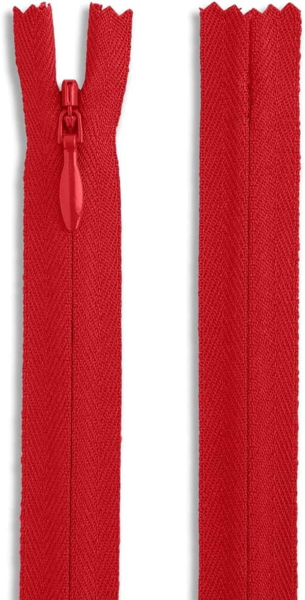 22 Inch Red Invisible Zipper – Heavy Duty Nylon Coil Zipper for Sewing ...