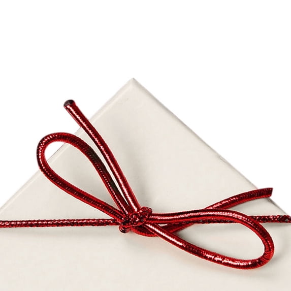 22 Inch Red Metallic Stretch Loops with Bow (1/16in. Cord) - 150 Pack