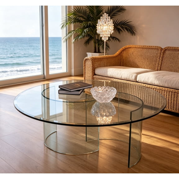 22" Inch Round 1/2" Thick Clear Glass Table Top with Beveled Edge, Tempered Glass, Replacement Glass Table Top for Dining Tables, End Tables, and Outdoor Patio Table Tops