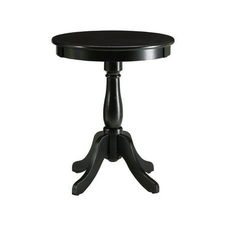 22 Inch Side End Table, Round Top, Pedestal Stand with Flared Legs, Black
