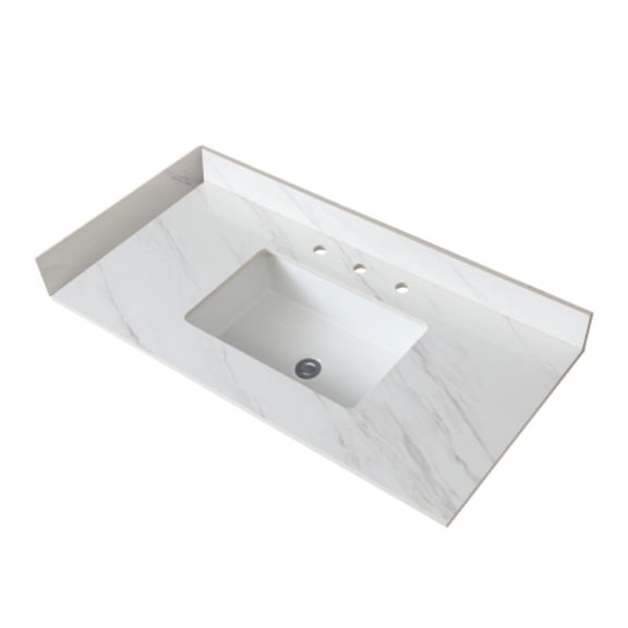 22 Inch Side Splash for Bathroom Vanity Top 4" Height Backsplash, Sintered Stone, White Fits Selected Vanity Tops Only