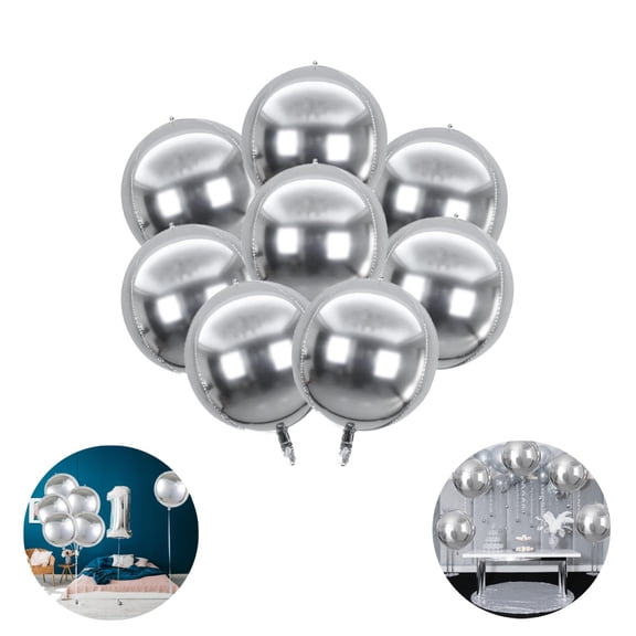 22 Inch Silver 4D Balloons,QZS Giant Round Metallic Foil Balloons with Self-Sealing Valve,Party Decoration for Party Backdrops,Arches​