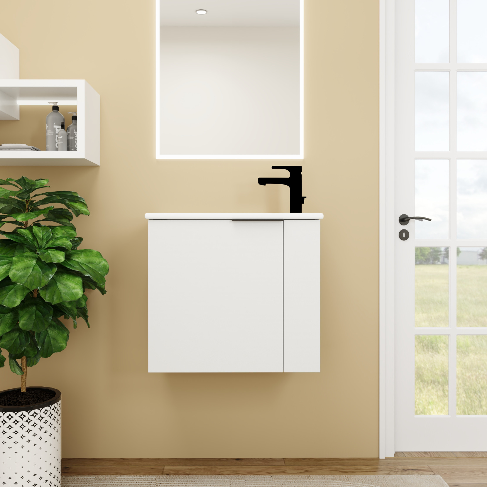 22 Inch Small Bathroom Vanity Cabinet with White Ceramic Sink, Bathroom ...