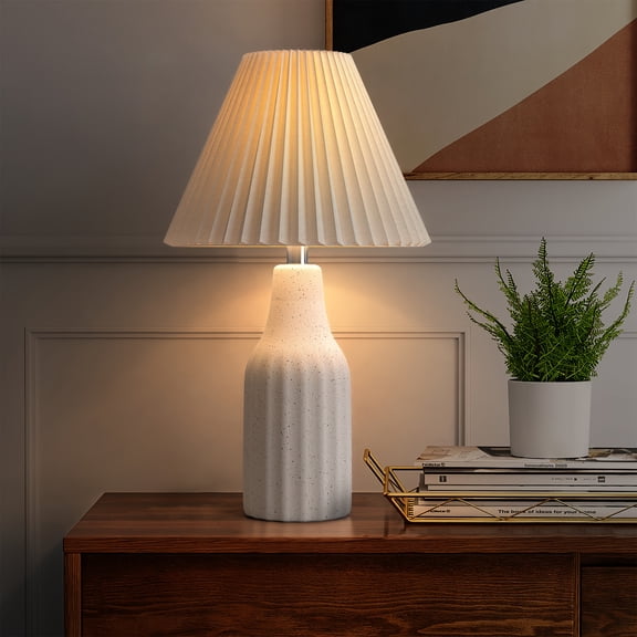 22 Inch Speckled Ceramic Table Lamp, Textured Minimalist Design, Soft Warm Glow Bedside Light for Bedroom Study Office Home Decor