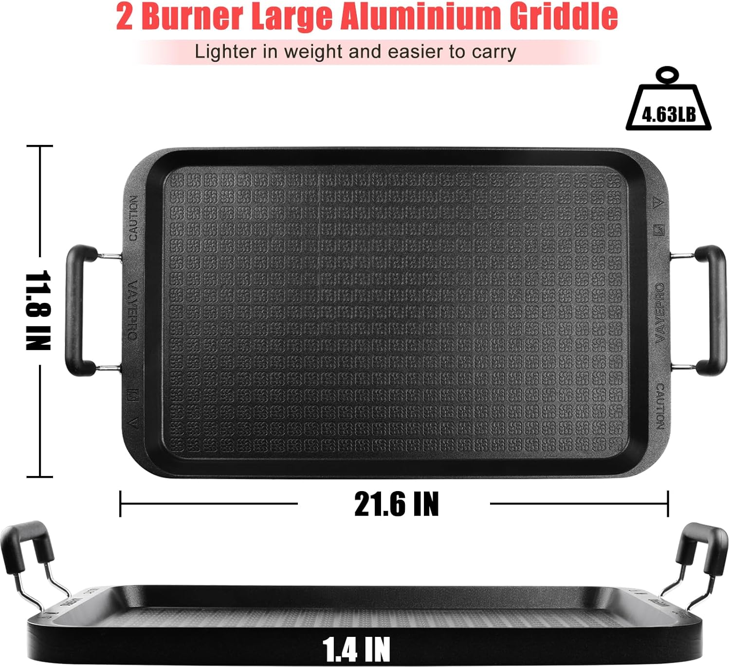 22 Inch Stove Top Griddle Non-Stick Aluminum Grill Pan for Gas Electric Indoor Outdoor Cooking Camping