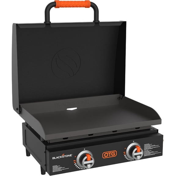 22 Inch Tabletop Griddle Plate with Built-In Hood, Black - Portable Outdoor Grill Appliances for Camping, Tailgate Grilling, and On-the-Go Kitchen Cooking