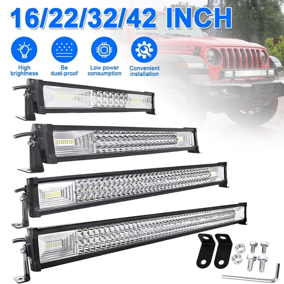 22 Inch Triple Row LED Light Bar Combo Spot Flood Beam, IP67 Waterproof Offroad LED Work Light Bar, Aluminum Heat Dissipation Adjustable Mount LED Driving Light for Jeep SUV Truck ATV UTV Tractor
