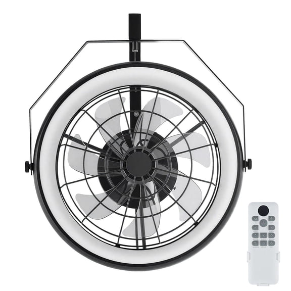 22 Inch Wall Mounted Fan with Light Remote Control 6 Speeds Reversible Plug In Dimmable Lighting Timer 360 Adjustable Tilt for Workshop Terrace Home