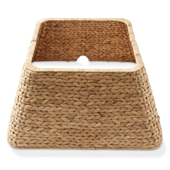 22-Inch Water Hyacinth Christmas Tree Collar, Woven Tree Square Base Cover with Cord Cut Out, Espresso