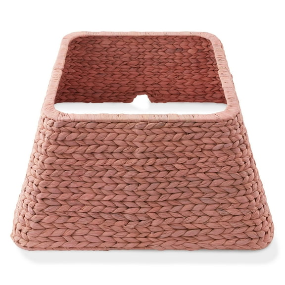 22-Inch Water Hyacinth Christmas Tree Collar, Woven Tree Square Base Cover with Cord Cut Out, Pink