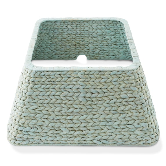 22-Inch Water Hyacinth Christmas Tree Collar, Woven Tree Square Base Cover with Cord Cut Out, Seafoam