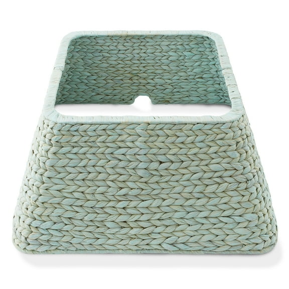 22-Inch Water Hyacinth Christmas Tree Collar, Woven Tree Square Base Cover with Cord Cut Out, Seafoam