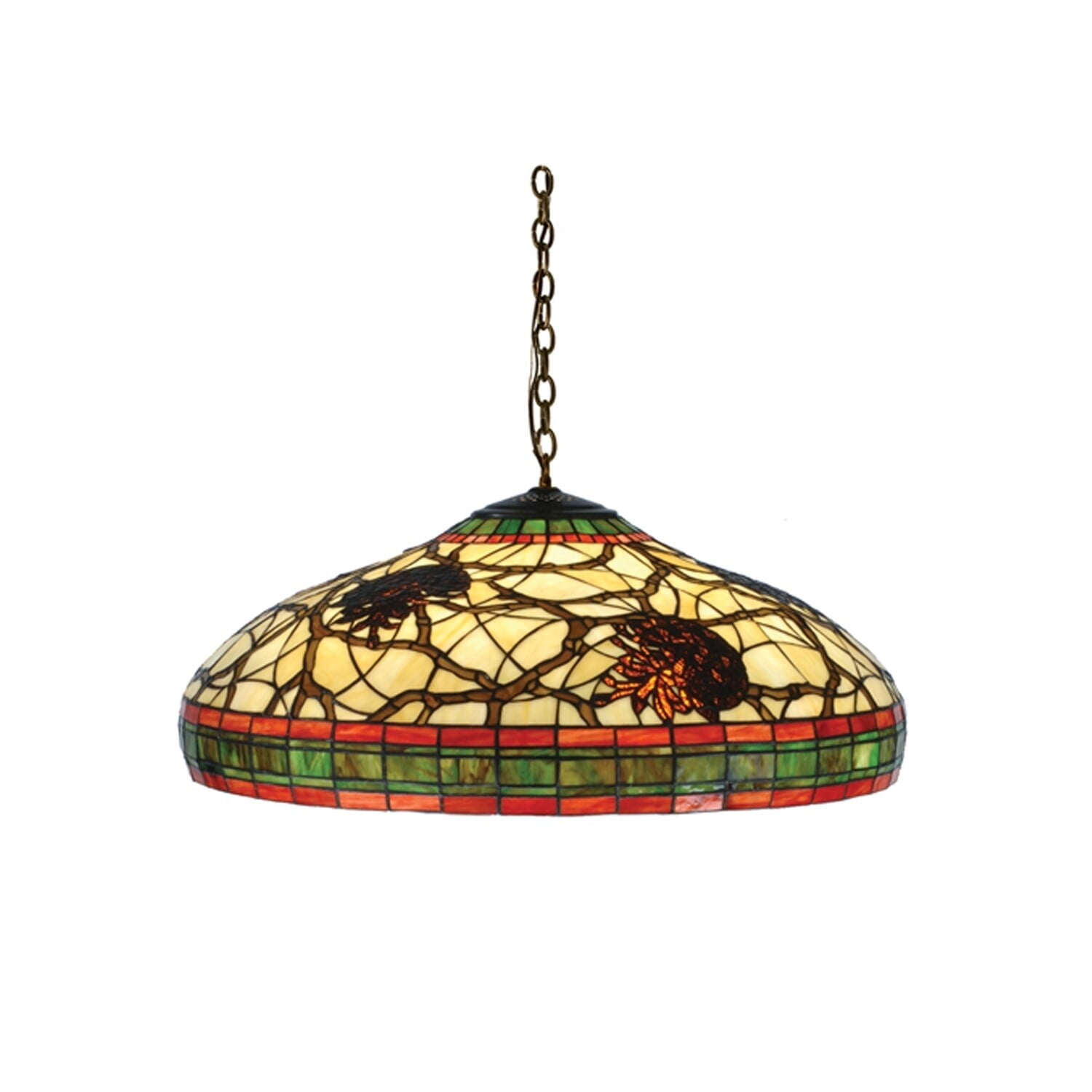 22" Wide Pinecone Art Glass Pendant with Mahogany Bronze Finish