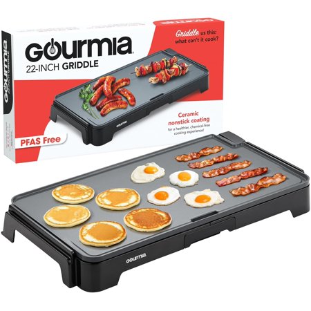 22-Inch XL Electric Griddle Pan - Nonstick Extra Large Ceramic Surface for Breakfast, Pancakes - Non-Toxic Flat Top Cooker - Countertop Kitchen Appliances for Tabletop Indoor Cooking