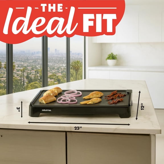 22 Inch XL Electric Griddle Pan - Nonstick Extra Large Flat Top Ceramic Surface, Countertop Cooker, Adjustable 200 F400 F, Pull-Out Drip Tray, Compact Handle-Free Design