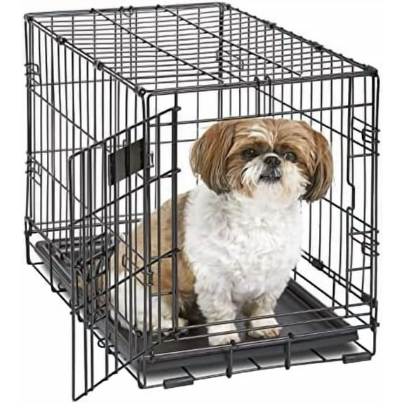 22-Inch iCrate Folding Dog Crate with Divider Panel, Leak-Proof Tray & Secure Latches – Metal Wire Kennel for XS Breeds – Portable, Durable & Easy to Assemble