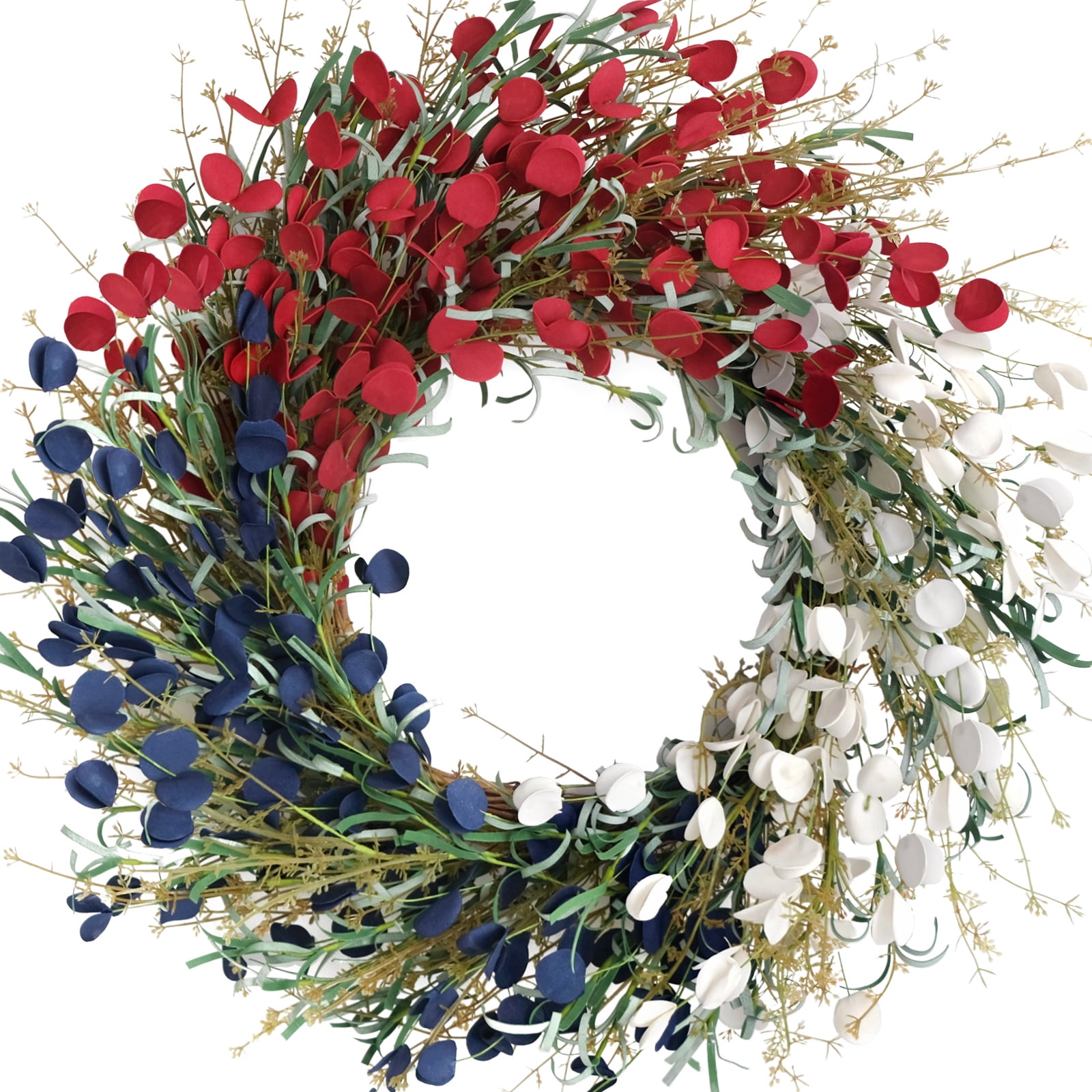 22 Inch patriotic wreaths for front door,4th of july wreaths for front door, patriotic summer flag wreath