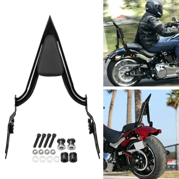 22 Inches Black Sissy Bar, Detachable Passenger Backrest Rear Pad Compatible With For Harley Fat Boy FLFBS 2018-2023 Softail Breakout FXSB FXBR 2013-2023