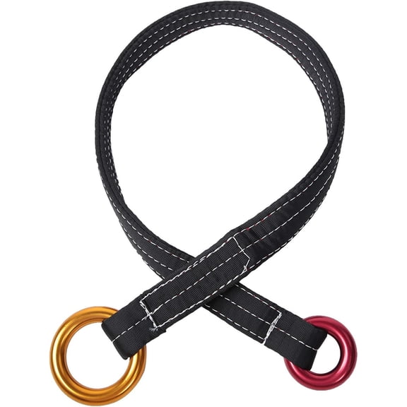22 KN Climbing Rope, Double-Woven Polyester Rescue Belt Tree Climbing Lanyard with 2 Anodized Rings for Arborists, Rappelling & Outdoor Work