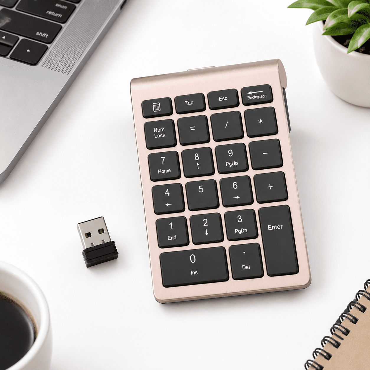 22-Key Numeric Keypad Portable 2.4GHz Wireless Number Pad for Laptops ...