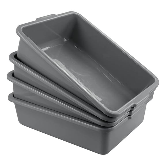 22 L Bus Tubs, 4 Pack Utility Bus Box, Grey, F