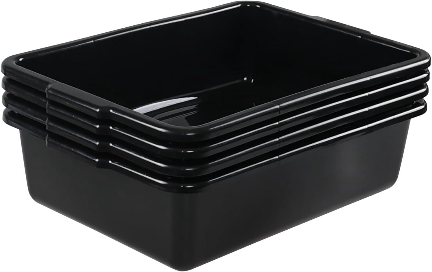 Bus Office Box 22 L Plastic Commercial Bus Tote Box, 4 Pack Large Food Service Bus Tub ...