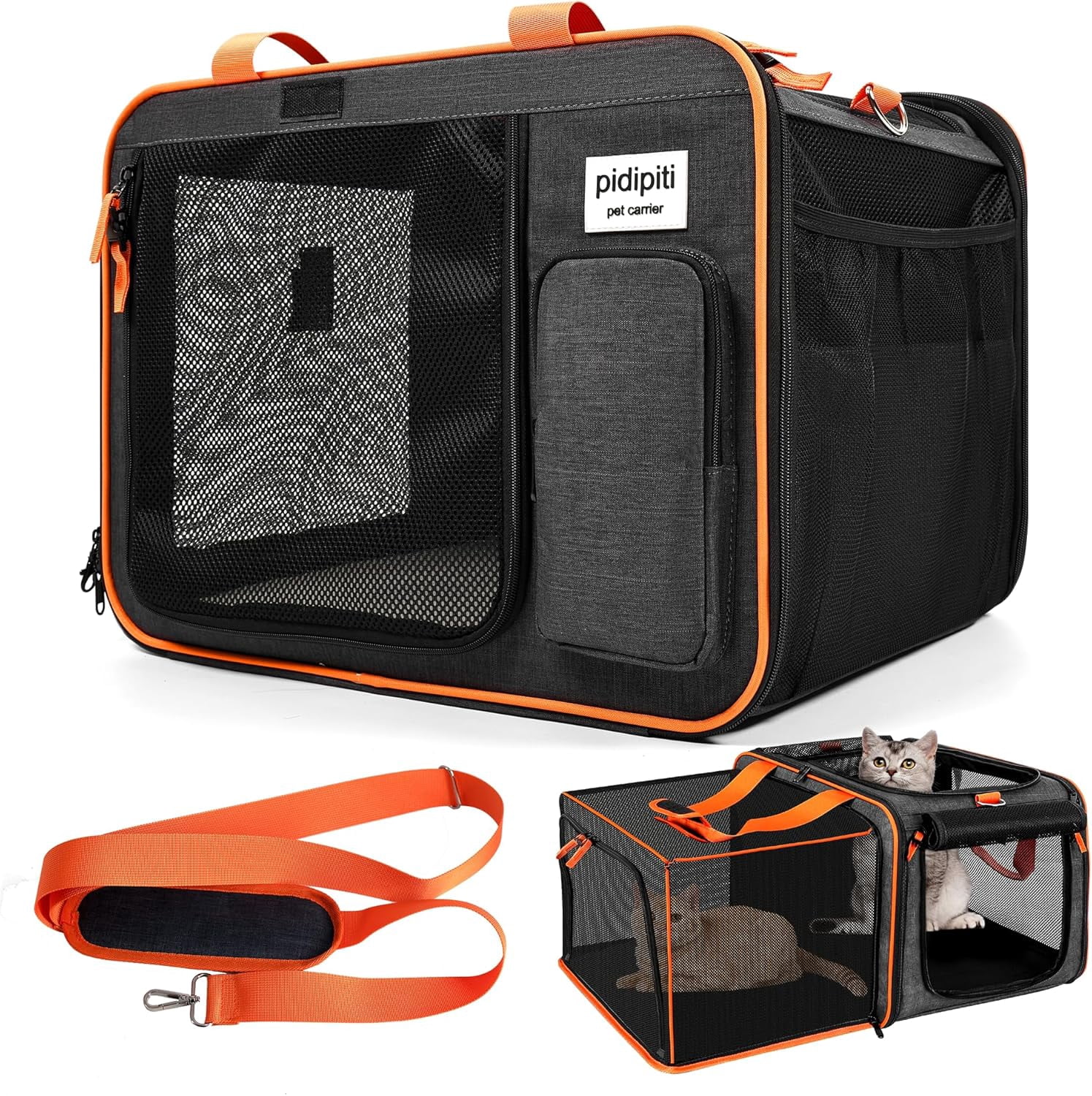 Extra Large Double Pet Carrier With Wheels - For 2 Cats Or Small Dogs, Pink Rolling Travel Carrier