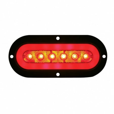 22 LED 6" Oval Stop, Turn & Tail "GLO" Light - Flange - Red LED/Red Lens