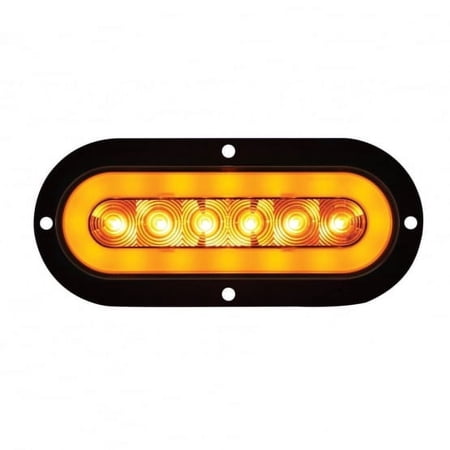 22 LED 6" Oval Turn Signal "GLO" Light - Flange - Amber LED/ Amber Lens