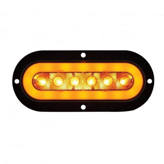 22 LED 6" Oval Turn Signal "GLO" Light - Flange - Amber LED/ Amber Lens