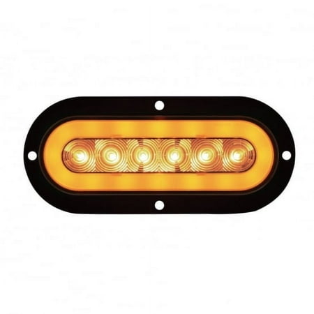 22 LED 6" Oval Turn Signal "GLO" Light - Flange - Amber LED/Clear Lens