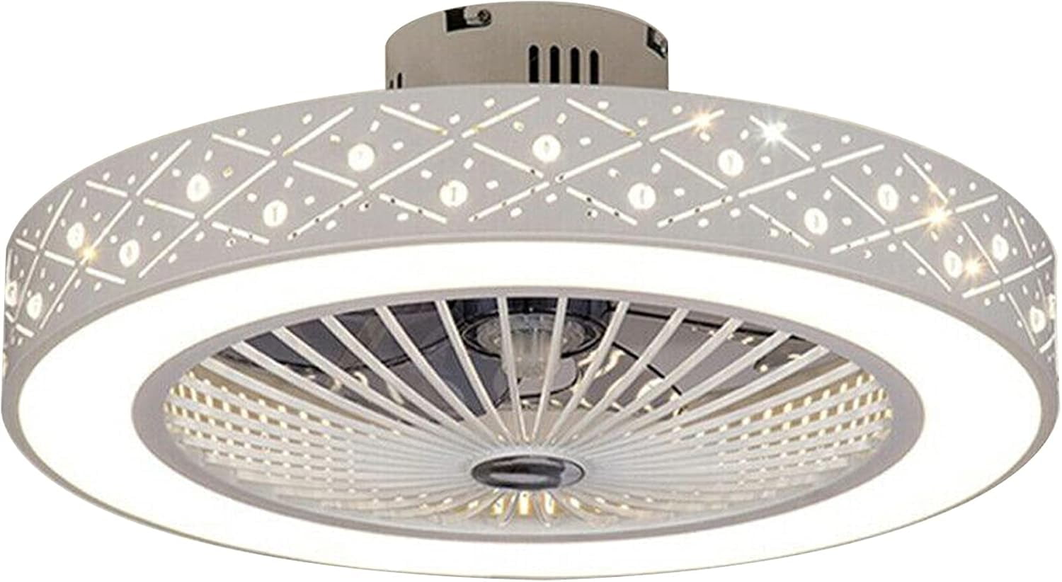 22'' LED Ceiling Fan with Light Kit 64W Modern Round Ceiling Lighting ...