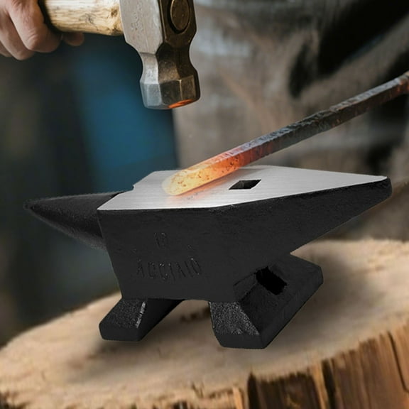 22 Lbs Black Cast Steel Anvil with Large Flat Surface for Blacksmithing and Metal Shaping Tasks