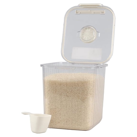 22 Lbs Clear Airtight Rice Food Storage Container, 1 Pack Grain Containers with Lids