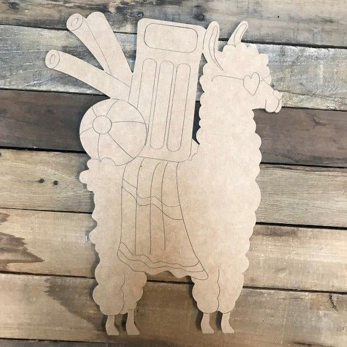 Buy Llama/Alpaca with Glasses Cutout, Unfinished Wood Craft, Paint By Line