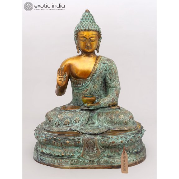 22" Lord Buddha Seated in Vitark Mudra | Brass Statue